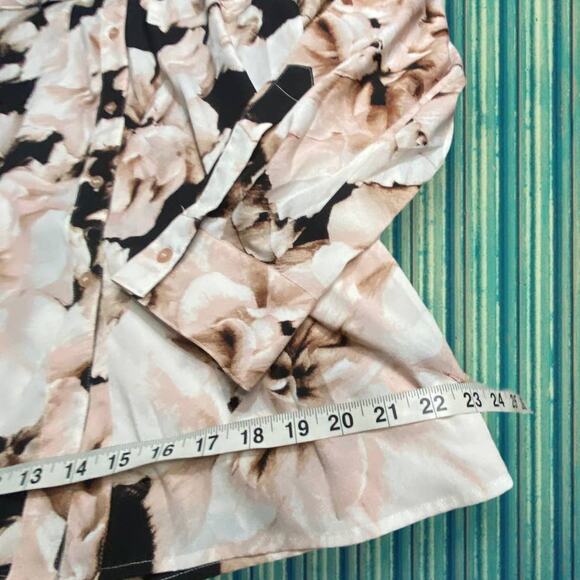 Calvin Klein Peach Black Floral Button Down Shirt Size 1X - Picture 2 of 9